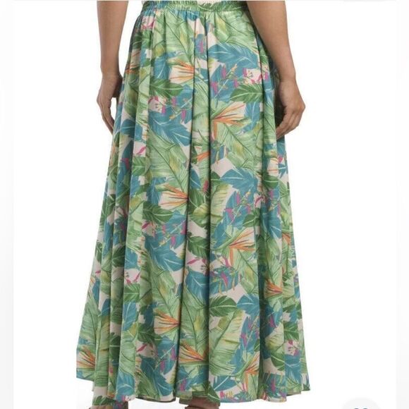 Rachael Zoe Full Maxi Skirt Tropical Palm Leaves NEW DEFECT - Picture 10 of 10